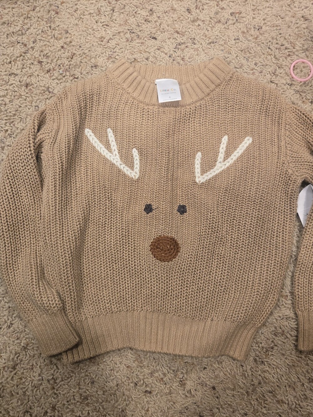 Cozy Reindeer Knit Sweater - Tan